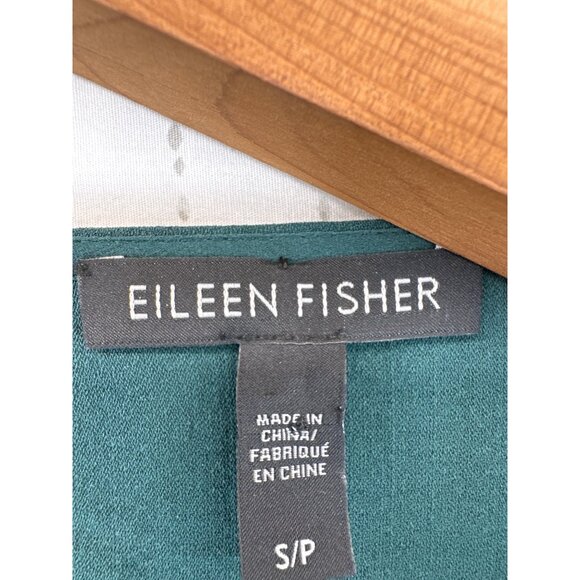 Eileen Fisher Sheath Dress Sz S Emerald Grn Tunic Silk Split-Sleeve QuietLuxury - Picture 5 of 12